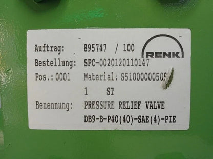 Rickmeier DB9 FL-F-100-P-2-S0 Pressure Relief valve - NEW