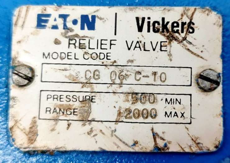 Eaton Vickers CG-06-C-10 Pressure Relief Valve CG06C10 Range: 500-2000psi