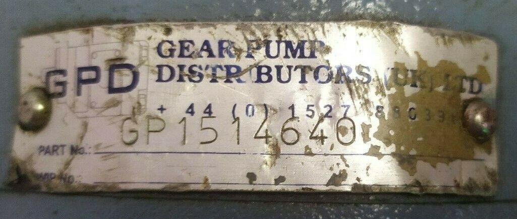 GPD Part No.: GP1514640 Hydraulic gear pump - PRESSURE TESTED