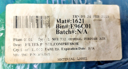 Tamrotor Marine Compressor TMC NT6005 Panel Filter (lot of 2pcs) - NEW