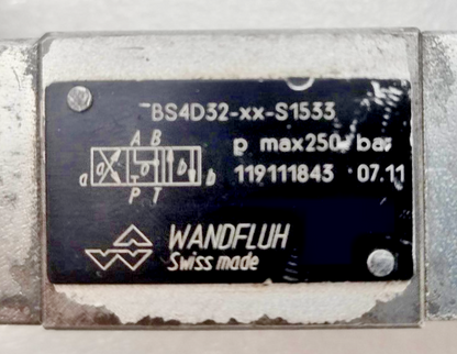 Wandfluh BS4D32-XX-S1533 Solenoid Valve 250bar max, 24VDC