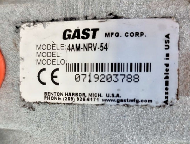 GAST 4AM-NRV-54 Air Motor 1.7hp, 1.25kw, 7bar, 3000rpm - NEW