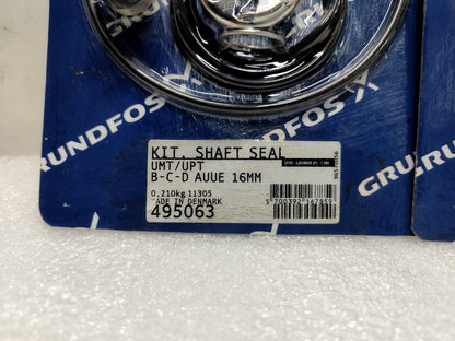 Grundfos 495063 Kit Shaft Seal UMT/UPT B-C-D AUUE 16mm - NEW