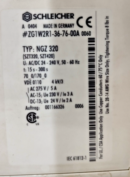 Schleicher NGZ 320 Time Relay - NEW