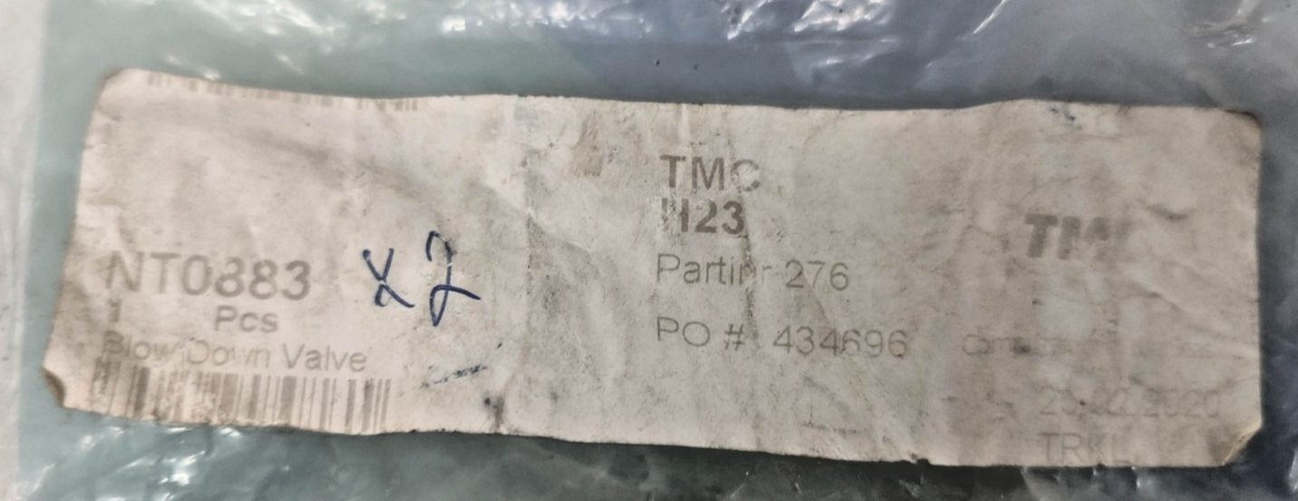 Tamrotor Marine Compressor TMC NT0883 Blow Down Valve - NEW