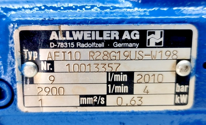 Allweiler AFI10 R28G19US-W198 Triple screw pump - Refurbished & Tested