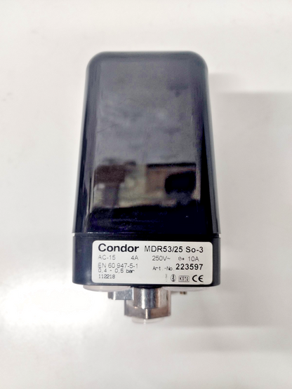 Condor MDR53/25 So-3 Pressure Switch AC-15, 4A, 250V, 0.4-0.5bar - NEW
