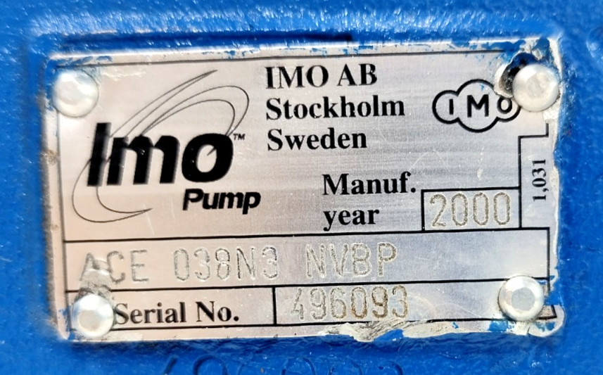 IMO pump ACE 038N3 NVBP Triple Screw Pump - Refurbished & Tested