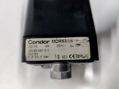 Condor MDR53/16 Pressure Switch AC-15, 4A, 250V, 9.2-10bar