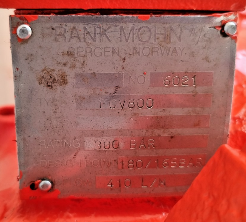 FRAMO FCV800 Flow Control valve For Cargo pumps