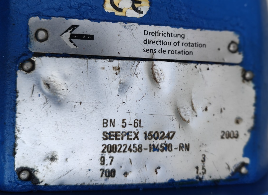 Seepex BN 5-6L Progressive Cavity Single Screw Pump With Motor - Tested