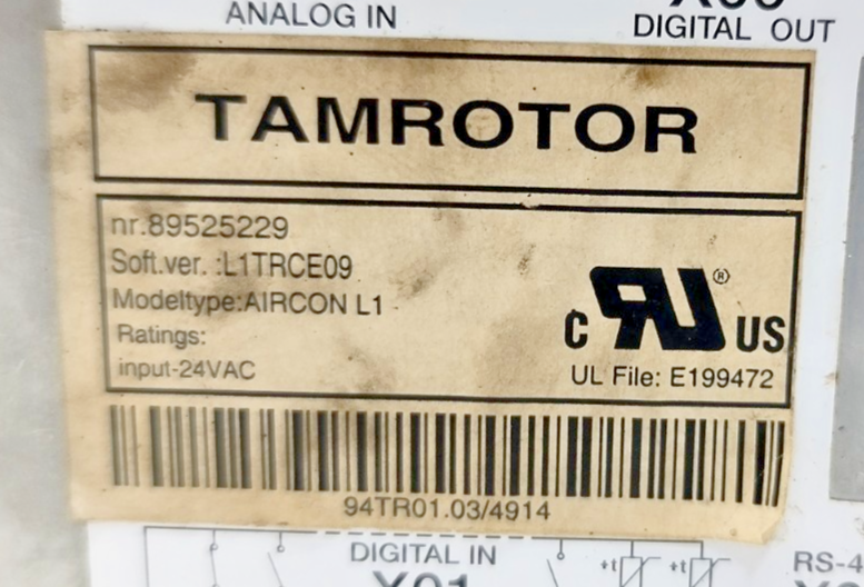 Tamrotor AIRCON L1 89525229 Compressor Controller input: 24VAC