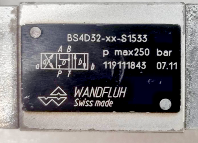 Wandfluh BS4D32-XX-S1533 Solenoid Valve 250bar max, 24VDC