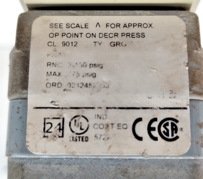 Square D 9012 GRG-5 Pressure Switch - NEW