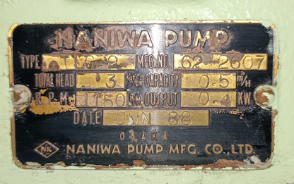 Naniwa Pump TLG-2 Engine Room Gear pump - Pressure Tested