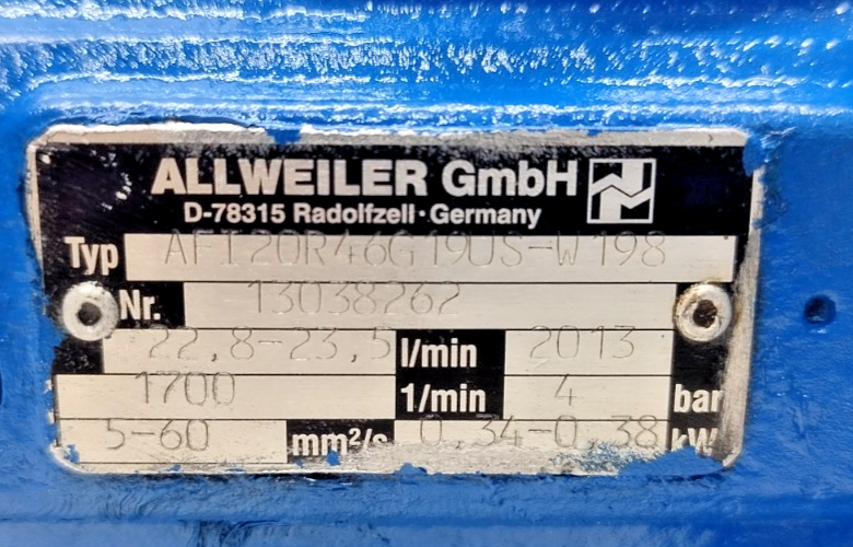 Allweiler AFI20 R46 G19US-W198 Triple screw pump - Refurbished & Tested