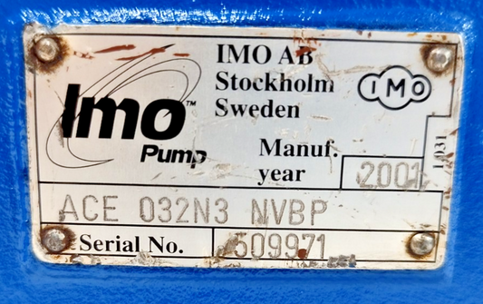 IMO Pump ACE 032N3 NVBP Triple Screw Pump - Pressure Tested