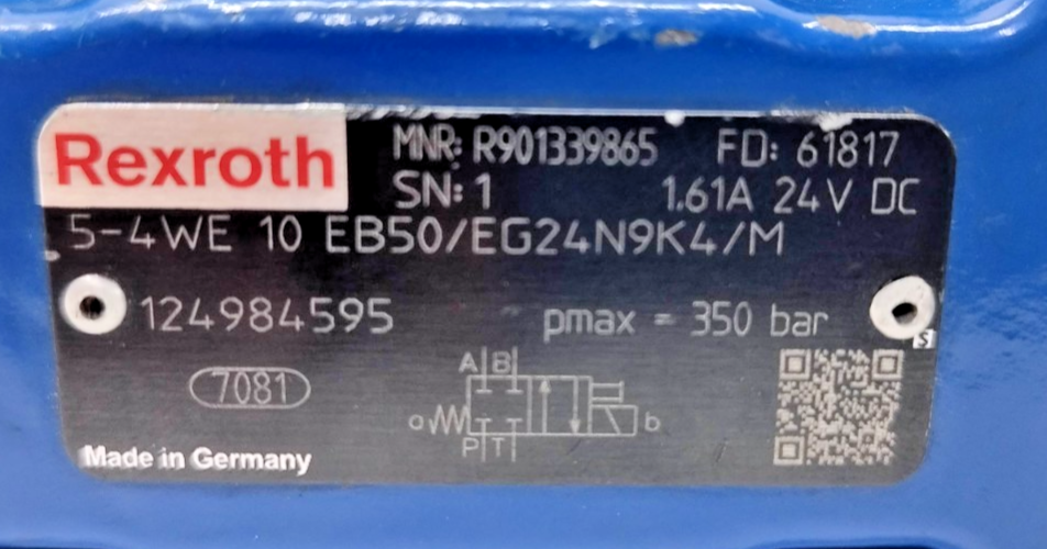 Rexroth 5-4WE 10 EB50/EG24N9K4/M Directional Control Valve MNR: R901339865 - NEW