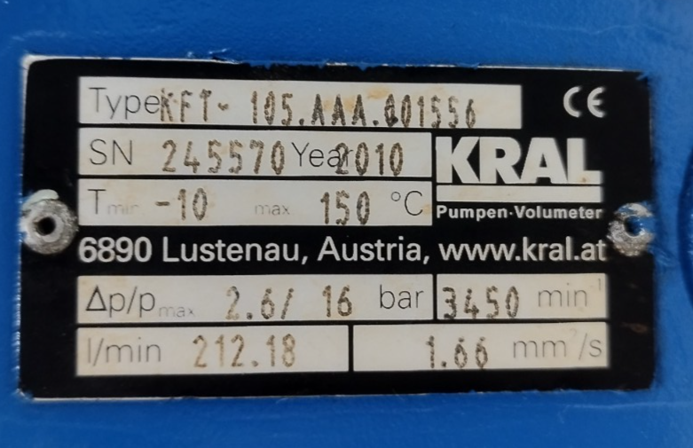 Kral KFT-105.AAA.001556 Triple screw pump - Refurbished