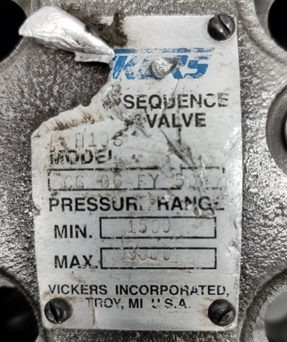 Vickers CG-06-FY-50 Sequence Valve CG06FY50 Pressure Range: 1500-3000psi #2