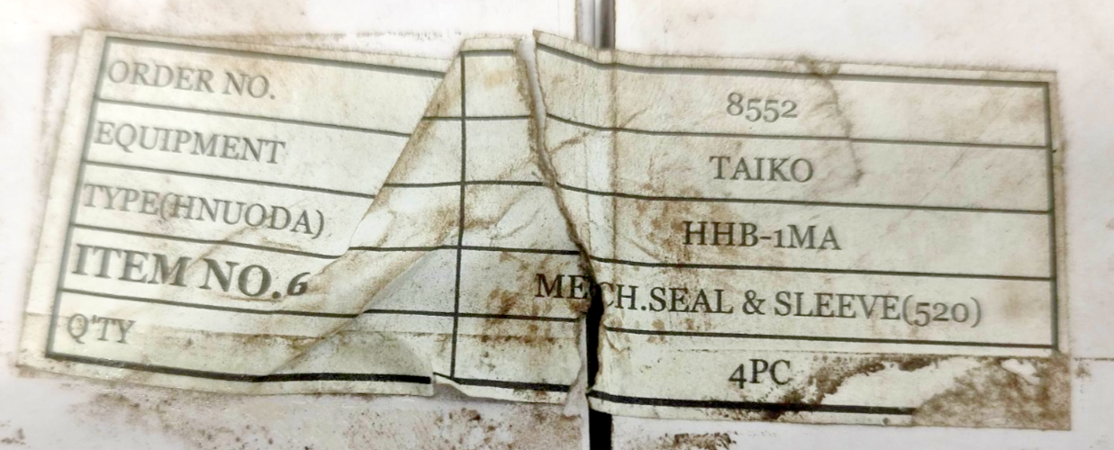 Taiko pump HHB-1MA Mechanical Seal - NEW