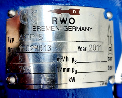 RWO AEP-5 Progressive Cavity Single Screw Sludge Pump - NEW