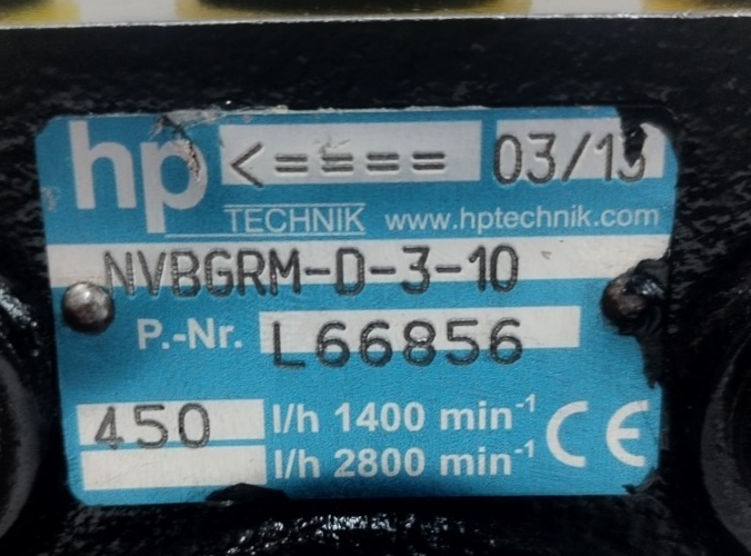 HP Technik NVBGRM-D-3-10 Fuel Oil Pump Cap.450 L/h 1400 rpm - NEW