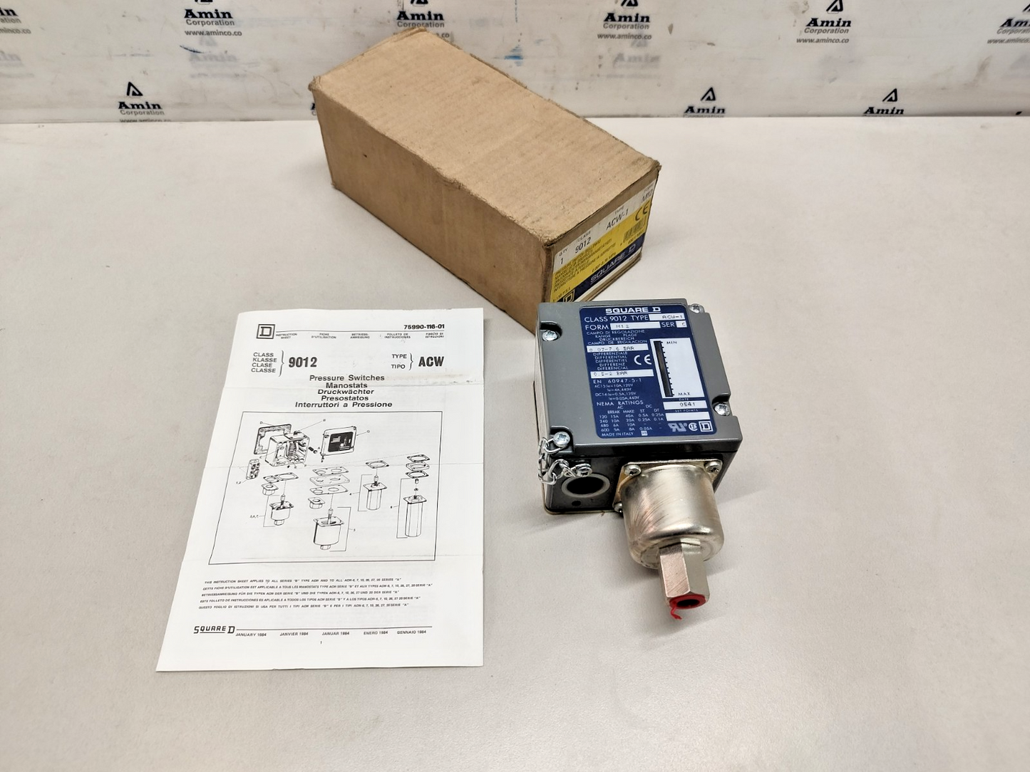 SQUARE D Class: 9012 ACW-1 Form: M12 Ser.: C Pressure Switch - NEW