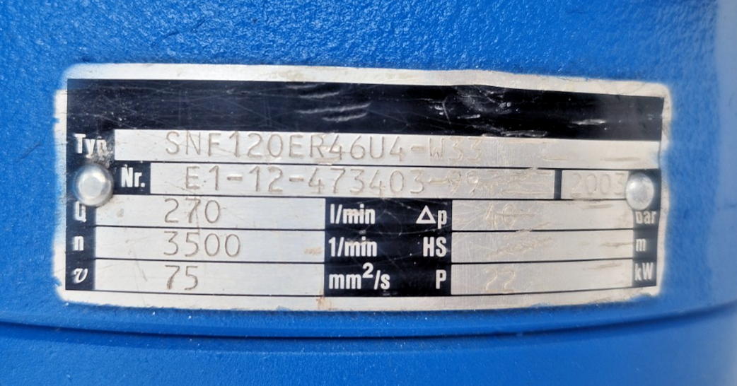Allweiler SNF 120 ER46 U4-W33 Triple Screw Pump - Pressure Tested