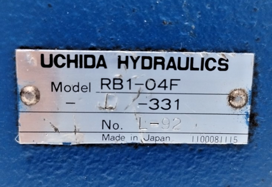 Uchida Hydraulics RB1-04F-D-331 Hydraulic Valve - NEW