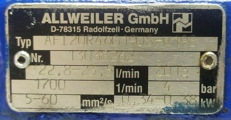 Allweiler AFI20R46G19US-W198 Triple screw pump - Refurbished & Tested