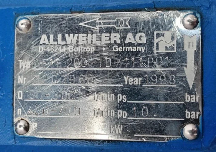 Allweiler AE1E 200-1D/111P01 Progressive cavity single screw pump - Tested