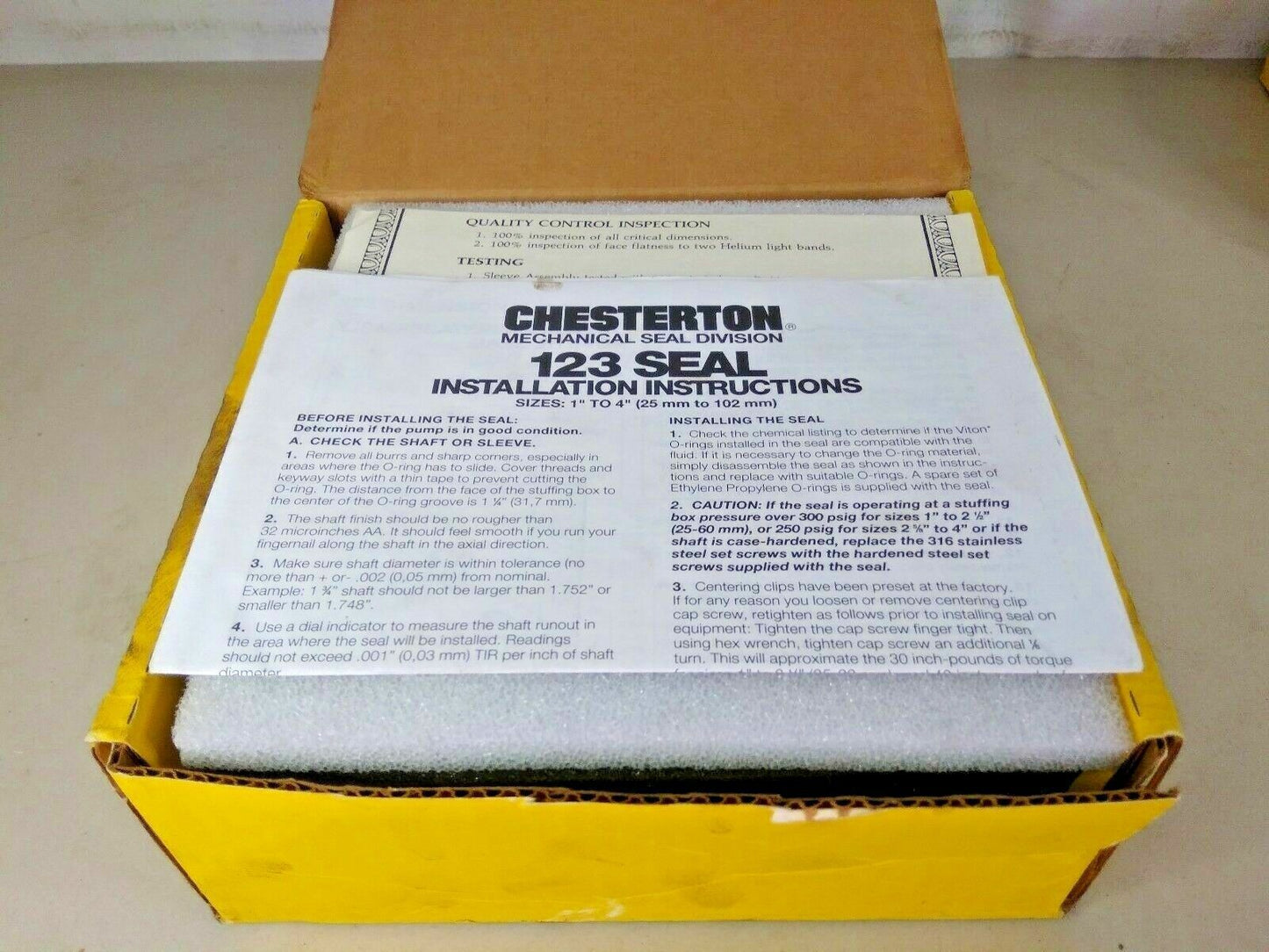 Chesterton 123-1-13 SPK CB/CR Spare Seal Kit seal size:-13 - NEW