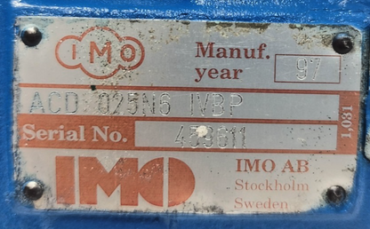 IMO ACD 025N6 IVBP Triple Screw Pump Complete with Motor - Refurbished & Tested