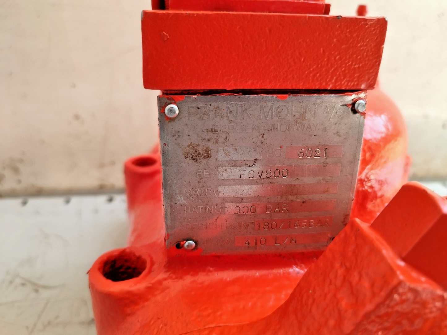 FRAMO FCV800 Flow Control valve For Cargo pumps