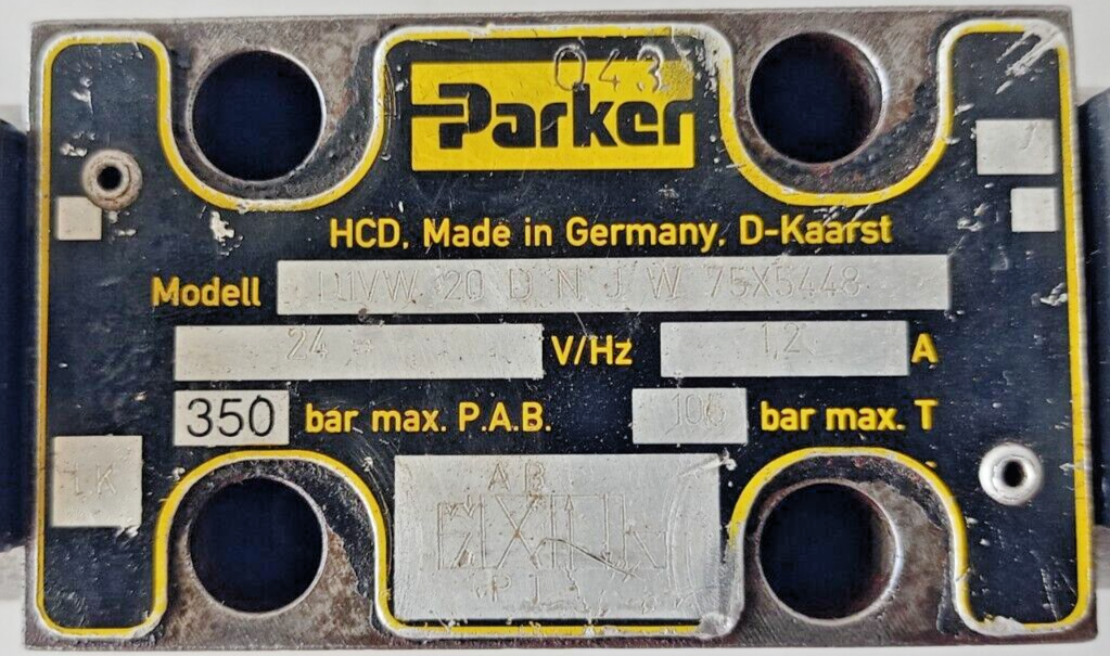 Parker D1VW20DNJW75X5448 24V, 350 bar max. Valve