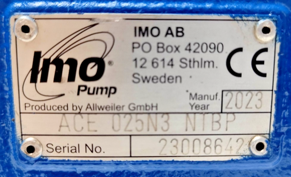 IMO Pump ACE 025N3 NTBP Triple Screw Pump Mfg.2023 - NEW