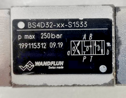 Wandfluh BS4D32-XX-S1533 Solenoid Valve 250bar max, 24VDC