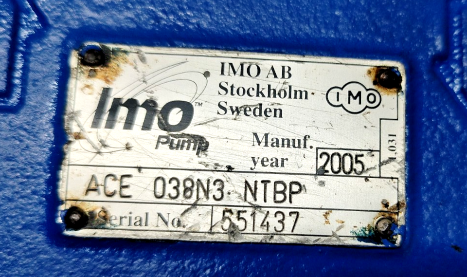 IMO Pump ACE 038N3 NTBP Triple Screw Pump - Refurbished & Tested #2