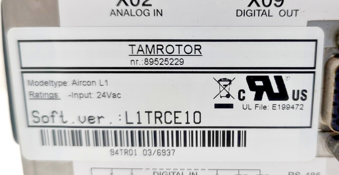 Tamrotor AIRCON L1 89525229 Compressor Controller Soft.ver. L1TRCE10 24VAC #2