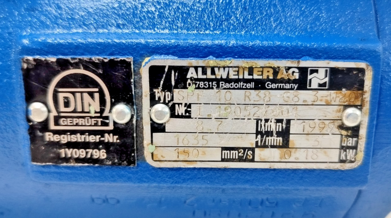 Allweiler SPF10 R38 G8.3-W20 Triple screw pump - Pressure Tested #3