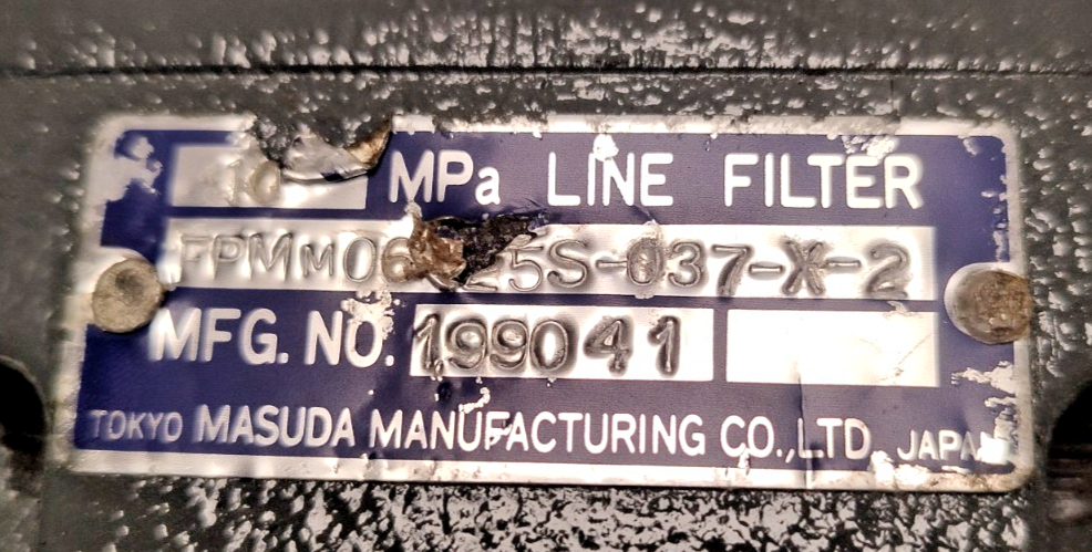 Tokyo Masuda FPM M06-25S-037-X-2 Line Filter 10Mpa - NEW