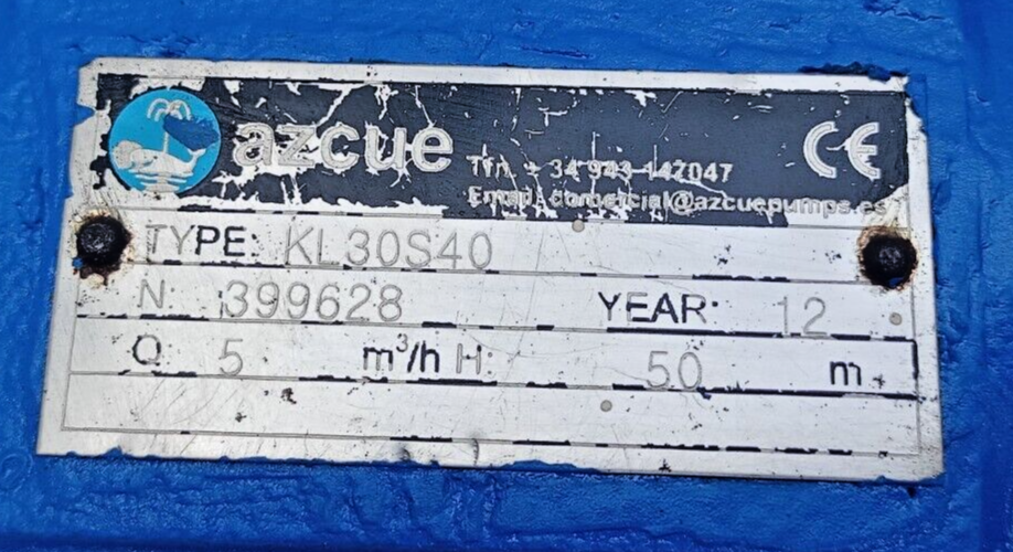 Azcue KL-30S40 Progressive cavity single screw pump - Pressure tested