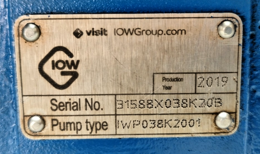 IOW IWP 038K2001 Triple screw pump ACE 038K3 NTBP - Pressure Tested