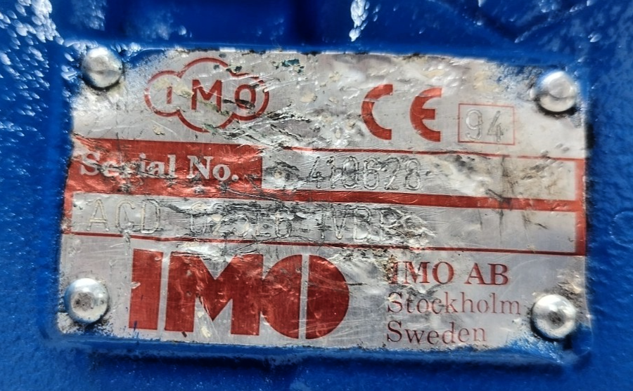 Imo ACD 025L6 IVBP Triple screw pump with 0.33kw, 1080rpm, 60hz Motor - Tested