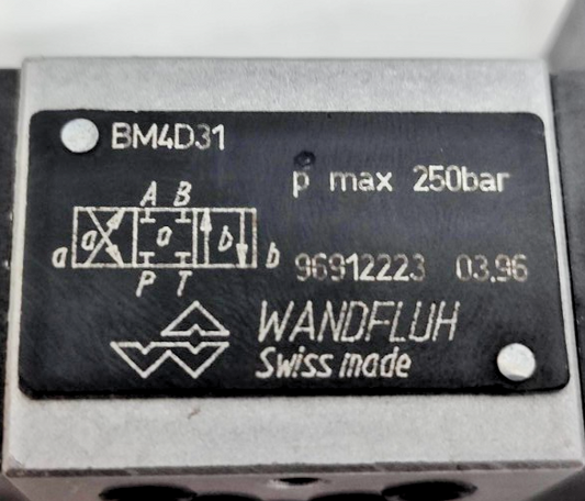 Wandfluh BM4D31 Solenoid Valve 24VDC - NEW