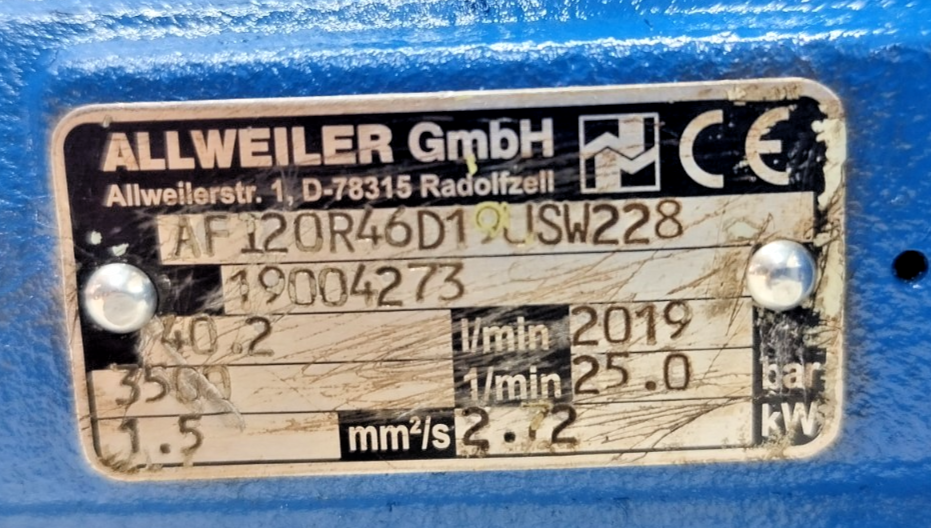 Allweiler AFI20 R46 D19US W228 Triple Screw Pump - Mfg.2019 Refurbished & Tested