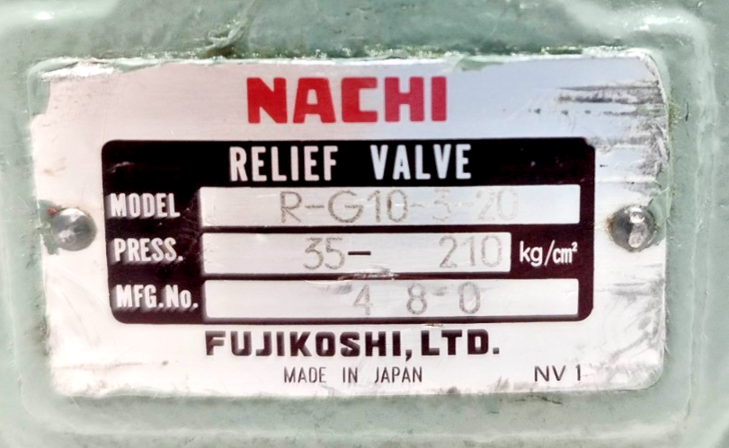 Nachi Fujikoshi R-G10-3-20 Pressure Relief Valve, Range: 35-210 Bar - NEW