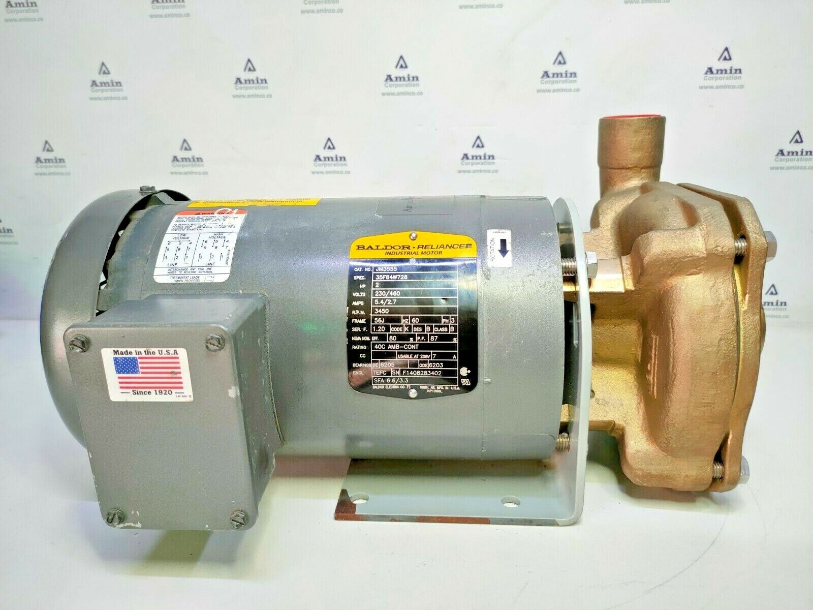 Ampco pumps KC2 1-1/4 X 1 Centrifugal pump with 2 HP Electric motor - NEW