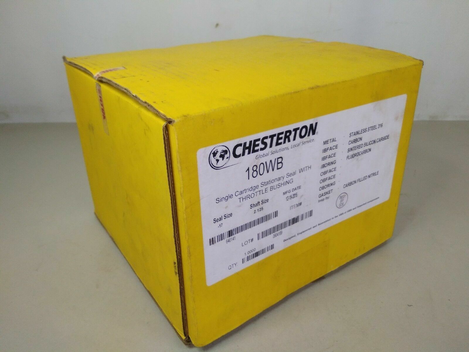 CHESTERTON 180WB HIGH RELIABILITY CARTRIDGE SINGLE SEAL SIZE-17 - NEW